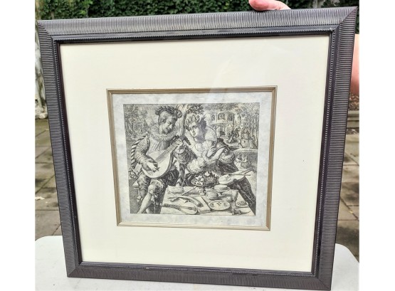 RENAISSANCE STYLE PRINT IN BLACK FRAME # 13 - IN EXCELLENT CONDITION