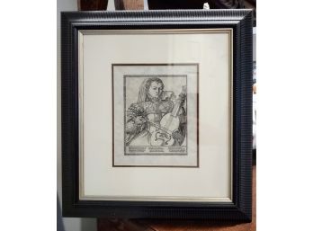 RENAISSANCE STYLE PRINT IN BLACK FRAME # 9 - IN EXCELLENT CONDITION