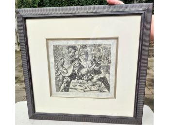 RENAISSANCE STYLE PRINT IN BLACK FRAME # 13 - IN EXCELLENT CONDITION