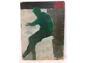 Painting, Figure In Green, Signed Illegibly, Burak (?)