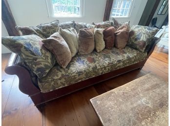 Floral Cushioned Couch With Throw Pillows