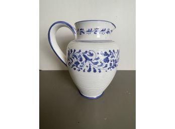 Blue And White Pottery Pitcher Made In Italy