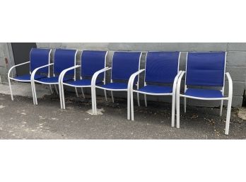 Set Of Six Stacking Metal Chairs