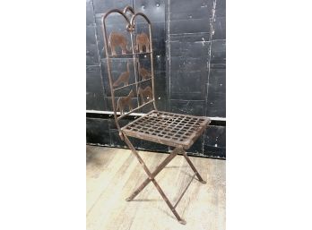 Vintage Folding Chair With Animal Motif
