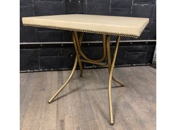 Vintage Folding Card Table With Brass Tacks