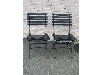 Pair Black Folding Park Chairs