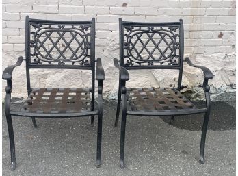 Pair Heavy Iron Garden Arm Chairs