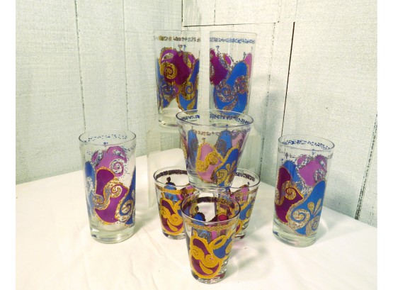 Vintage Retro Colorful Drinking Bar Glasses