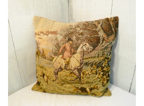 Needlepoint Equestrian Hunting Pillow