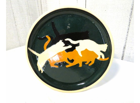 Signed Mid-century Modern Cat Plate