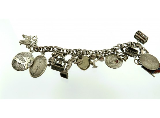 Sterling Silver Charm Bracelet Liberty Bell Statue Of Liberty Mickey