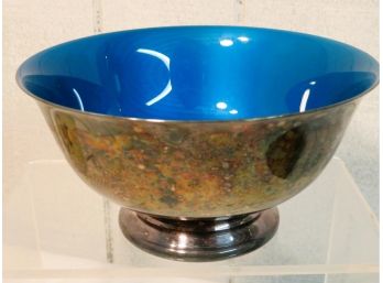 Reed & Barton Blue Enamel And Silverplate Bowl