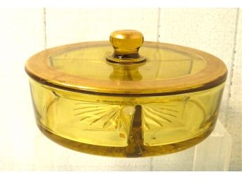 Vintage Vanity Glass Dresser Jewelry Trinket Dish Box Lid