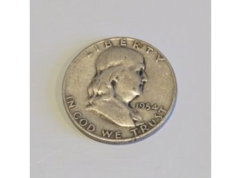 1954 Ben Franklin Silver Half Dollar Coin