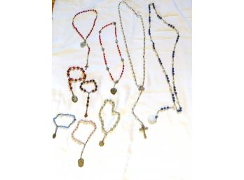 Religious Lot Glass And Crystal Rosaries
