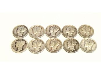 10 Liberty Silver Mercury Dimes Coins