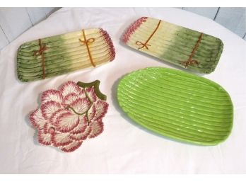 4 Vegetable Plates Platter Asparagus Fruit