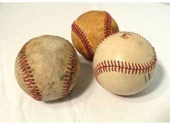 Trio Of Vintage Stitched Baseballs Haiti