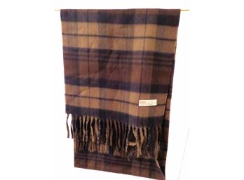 Brown Fringed Plaid Cashmere Scarf