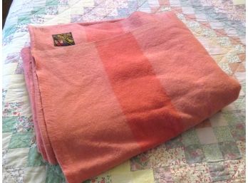 Vintage Trapper Point Wool Pink Blanket