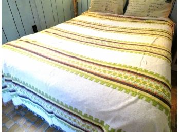 Southwest Style Bed Coverlet Fringed Blanket