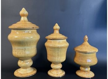 Three Matching Graduated Ceramic Vases
