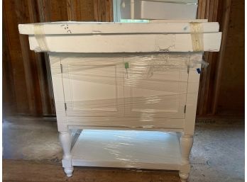 A Never Used Pottery Barn Barton Farmhouse Style White Bathroom Vanity With Granite Countertop