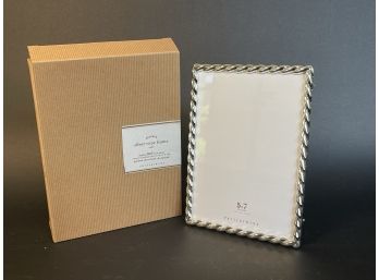 A New In Box Pottery Barn Silver Rope 5x7 Frame.