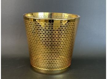 Fantastic Vintage Gold Toned Wine Bucket With Unique Pattern