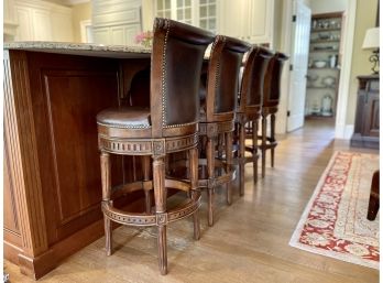 FOUR Frontgate Chapman Collection Mahogany Bar Stools