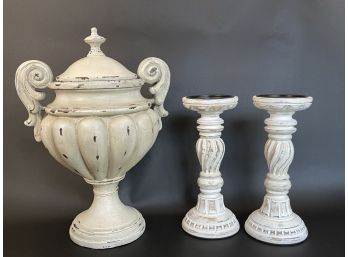 Some Farmhouse Style Candle Holders & Urn
