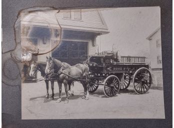 Early Medford Mass Fire Dept Horse And Carriage  (damaged)