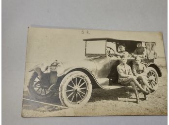 Military Soldiers In A Car RPPC