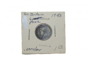 1943 Great Britain 6 Pence Silver Coin