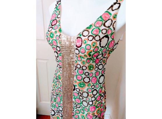 Jazzy BCBG Summer Dress With Circles And Sequins Size S