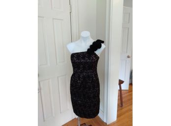 Very Elegant Black Lace Dress With Only One Shoulder Strap