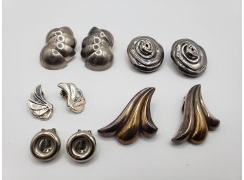 Five Sterling Silver Clip On Earrings