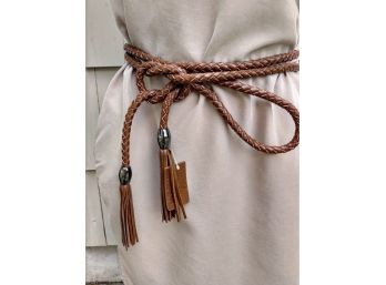Brown Leather Ladies 'rope' Belt With Fringe By Worth