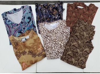 Six Ladies Long Sleeves Cotton Shirts Size S/M, Jones NY, Croft & Barrow And More...