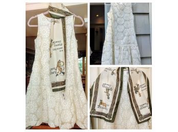 Ivory Lace Dress By Banana Republic  Size 10 Paired With Imported Celtic Dog Scarf Never Worn Still With Tags