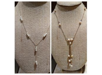 14kt. Pearl Necklace Paired With Gold Filled Freshwater Pearl Necklace