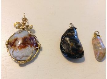 Trio Of Natural Semi-Precious Stone Pendants