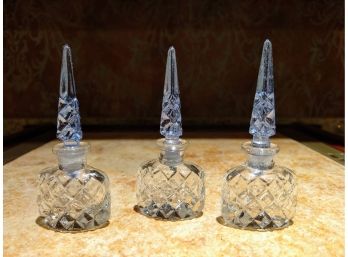 Miniature Antique Perfume Bottles With Blue Glass Stoppers