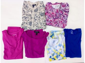 Four Ladies Short Sleeve And Two Long Sleeve Cotton Shirts Jones NY, Chaps, Croft And Barrow And More...
