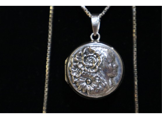 800? Silver Locket With Long 925 Sterling Silver Long Chain
