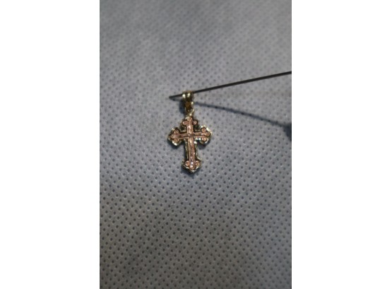14K Yellow And Rose Gold Cross