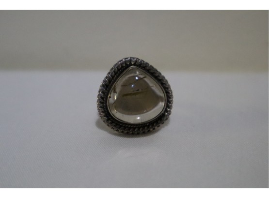 925 Sterling Silver With Rutilated Quartz Ring Size 5.5