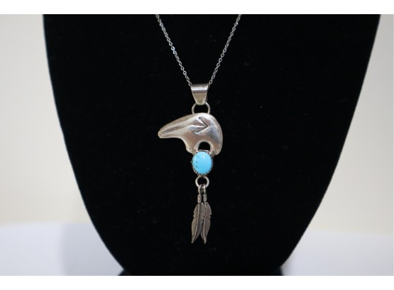 925 Sterling Silver With Turquoise Pendant And 925 Sterling Silver Chain