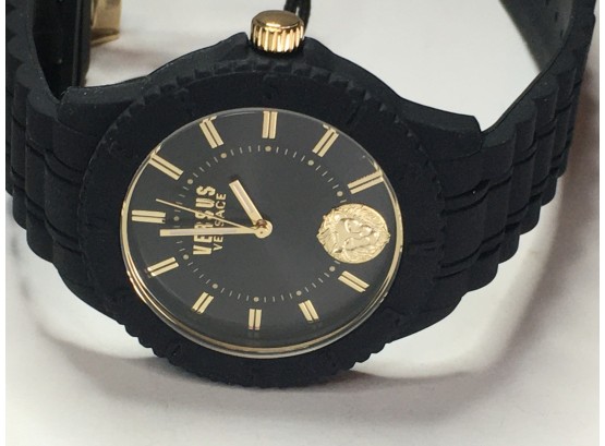 Unisex $395 Brand New VERSACE / Versus Black / Gold Watch PLUS Wristlet Mini Purse - CHOICE OF COLOR