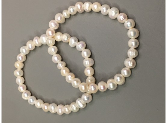 Two Very Pretty Genuine Cultured Baroque Pearl Bracelets - Baroque Pearls Are Like Snowflakes - No Two Alike